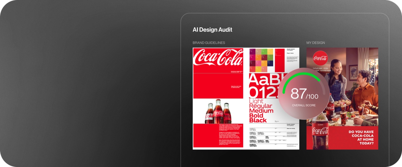 AI design audit view with score and annotations
