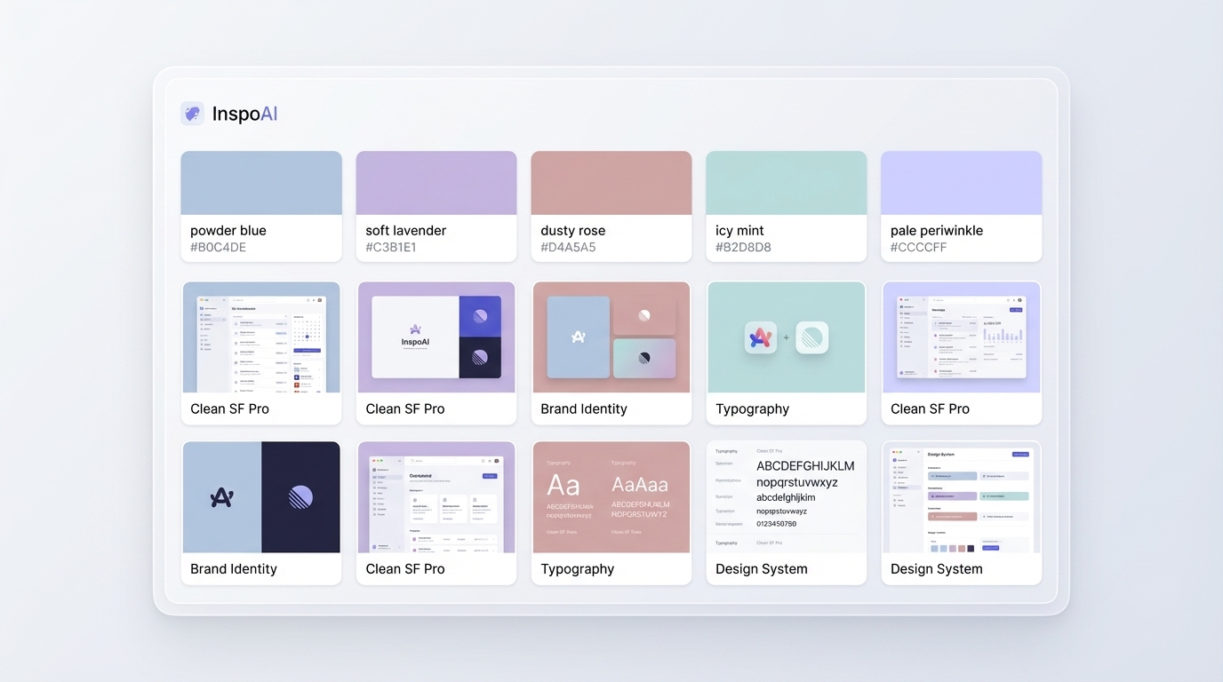 InspoAI moodboard builder with summer color palette chips and design references