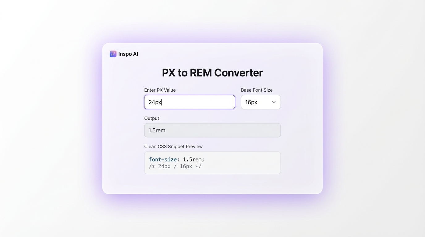 PX to REM Converter UI - Input Panel