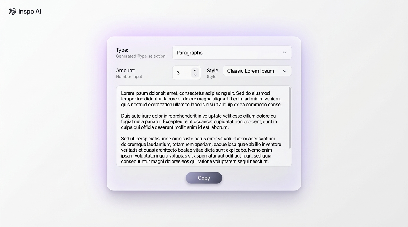 Lorem Ipsum Generator UI Panel