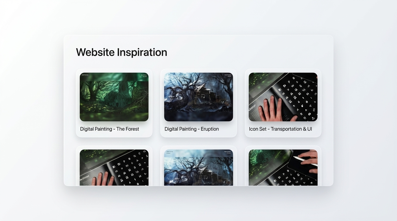 Figma board with saved website inspiration cards pushed automatically from Inspo AI