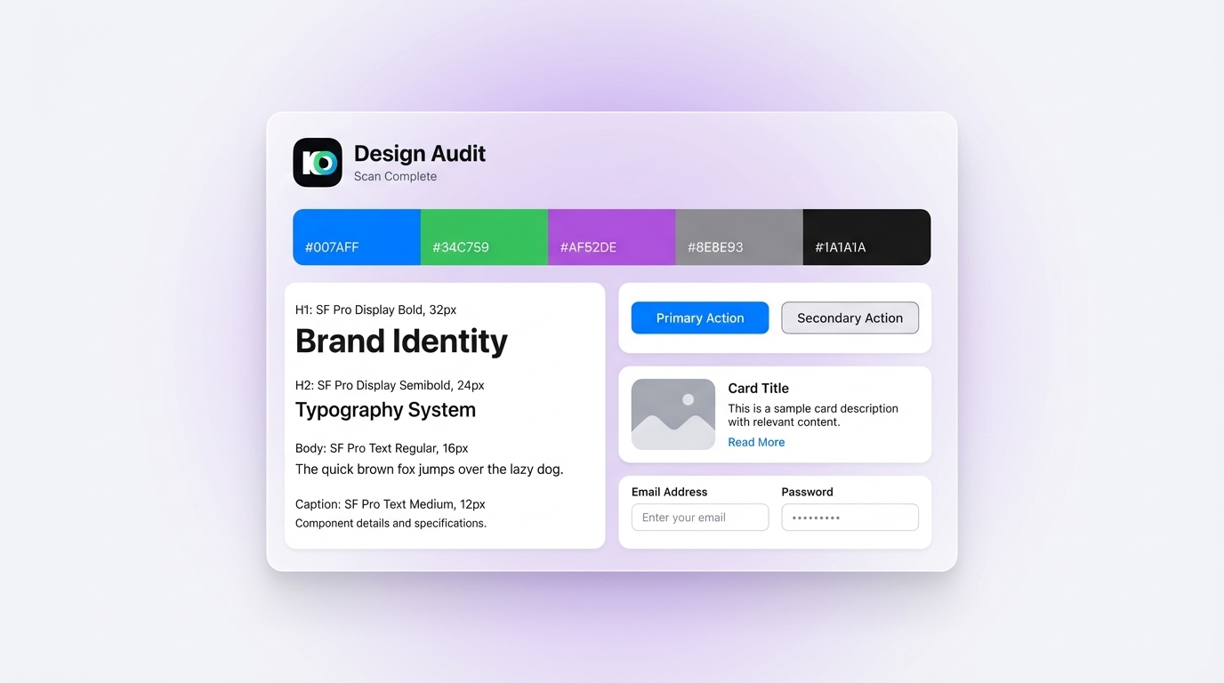 Inspo AI brand scanner and design audit interface — design consistency and pattern analysis