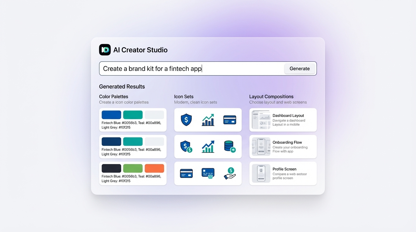 Inspo AI creator studio — AI brand kit generation and content creation interface