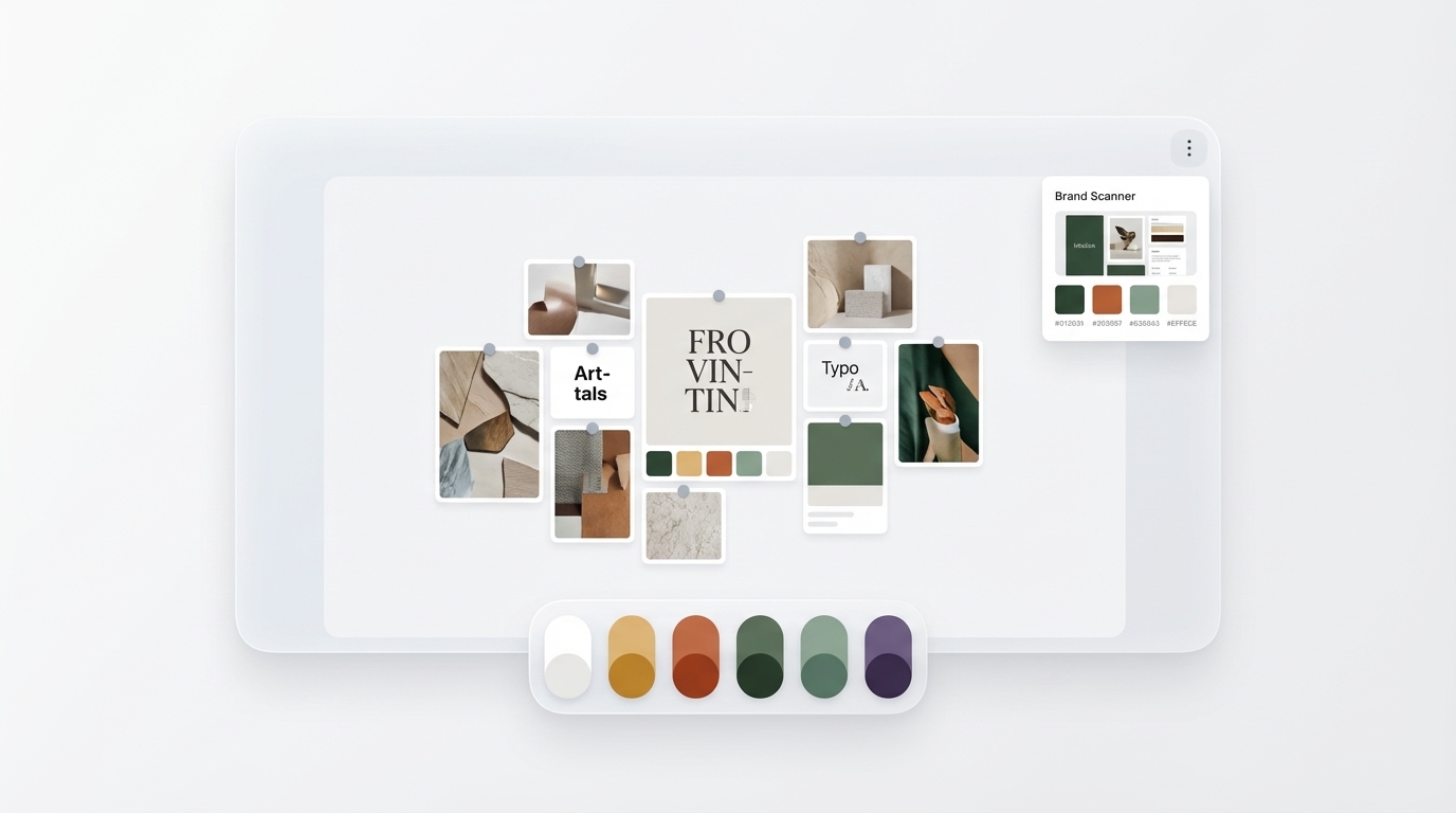 InspoAI moodboard builder with brand scanner panel