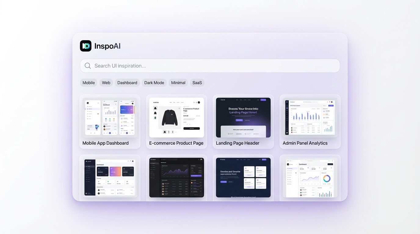 InspoAI UI Mockup - AI Design Search Interface