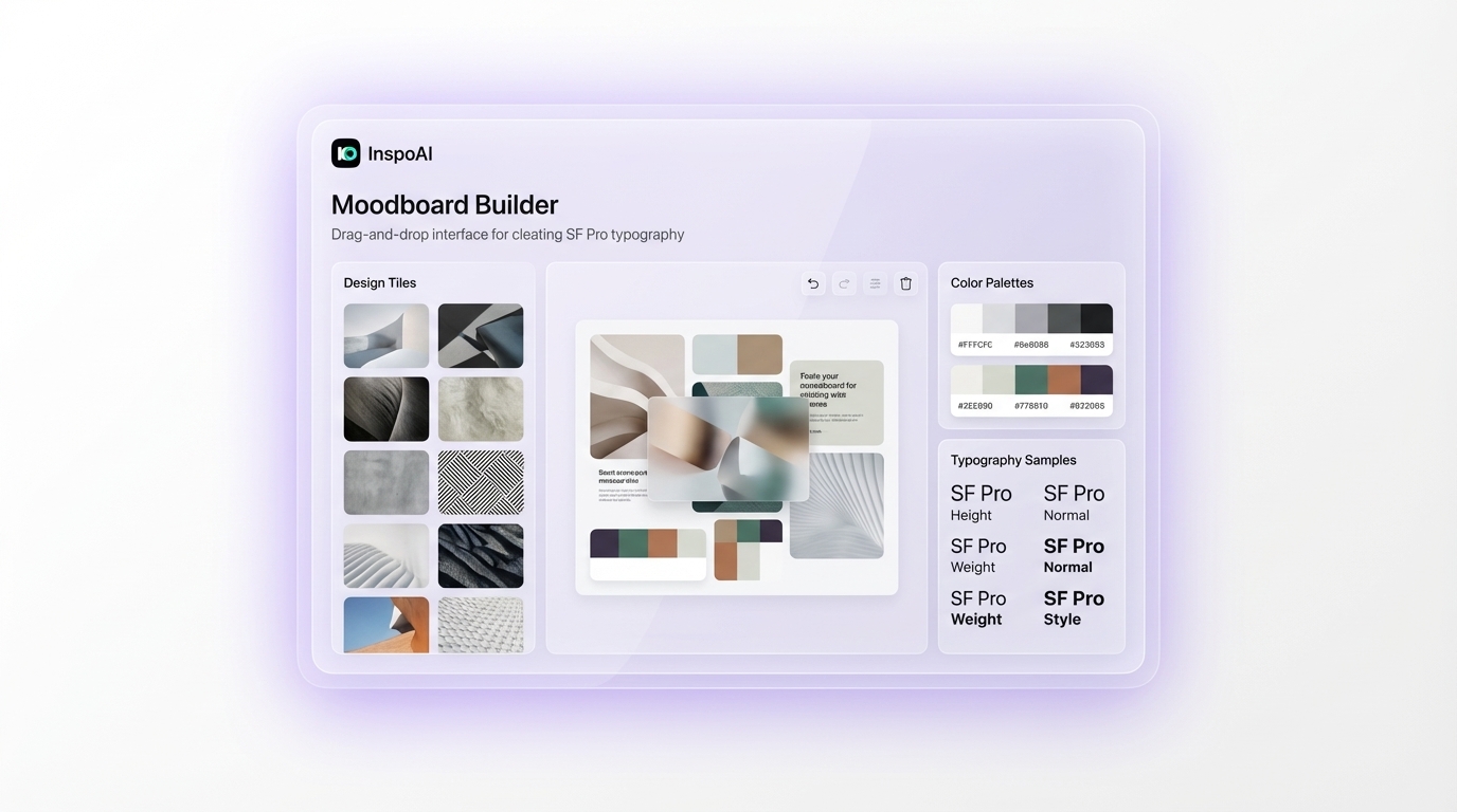 InspoAI UI Mockup - Moodboard Builder Interface