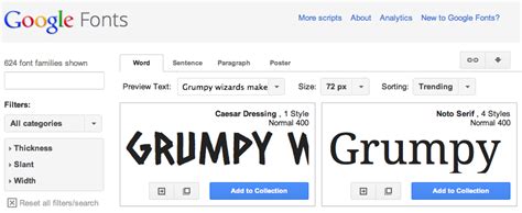 Google Fonts Directory