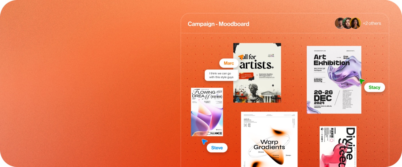 Collaborative mood board tool interface example