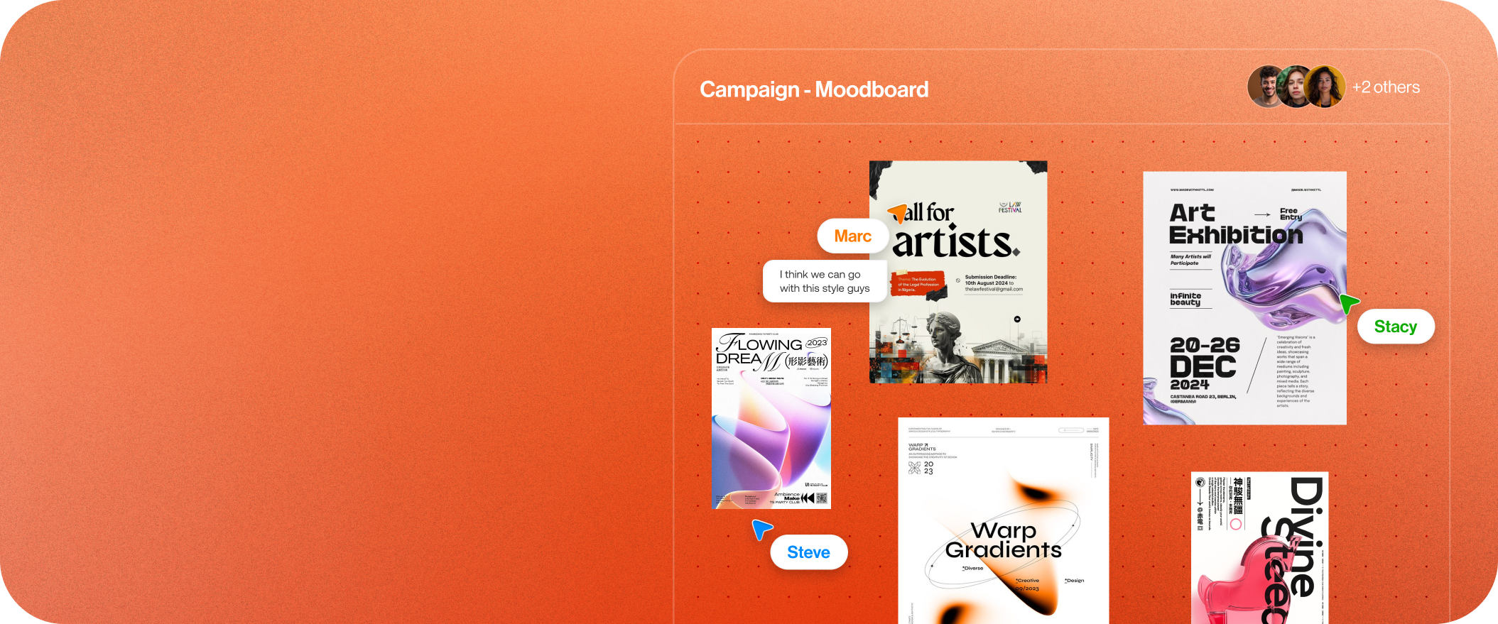 Collaborative mood board tool interface example