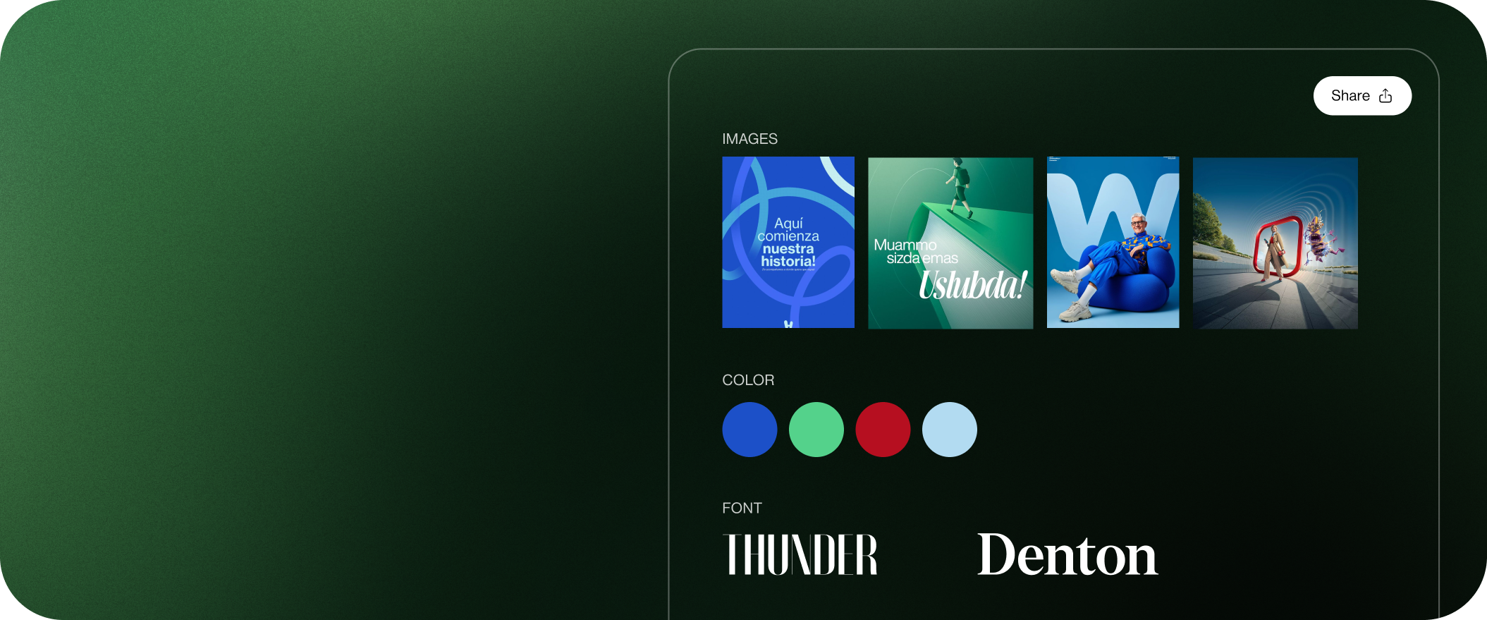 Moodboard template example for UI, branding, and web design